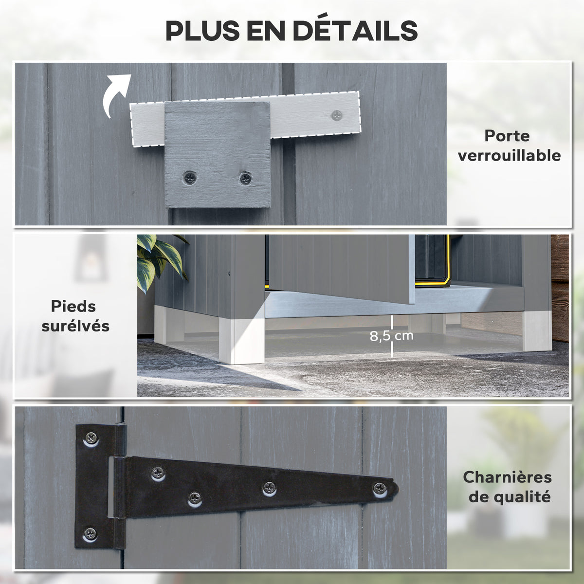 Armoire de jardin en bois Abri de jardin Armoire à outils Cabane en bois Toit bitumé Gris 77,5 x 54,2 x 179,5 cm