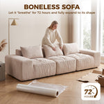 Canapé 3 Places en Chenille 320 cm, Canapé Modulaire, Assise et Accoudoirs Extra-Larges, Entièrement Compressé, Beige