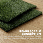 Toilette pour Chien avec 2 Tapis en Gazon Artificiel et Grille de Drainagec, Système Lavable, 63x50,5x3,5cm, Noir