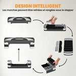Stepper Fitness Aérobic hauteur réglable 10/15/20 cm surface antidérapante 80 x 31 x 20 cm plastique noir gris