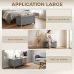 Opvouwbare opbergbank voor aan het voeteneind van het bed, inhoud 67 L, draagvermogen 120 kg, met deksel, 76L x 38B x 38H cm, grijs