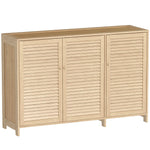 Meuble à chaussures en bambou 18 paires, armoire à chaussures avec portes persiennes et étagères réglables, bois naturel