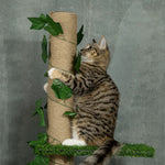 Arbre à chat poteau à griffer fixation plafond hauteur réglable 37 x 21 x 202- 242 cm 4 niveaux vert