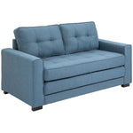 Canapé droit convertible 2 places - dossier capitonné - 147,5 x 75 x 85 cm - bleu