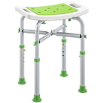 Tabouret de douche chaise de douche - assise rembourré et réglable, patins à ventouses antidérapants, en aluminium vert