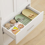 Buffet haut cuisine, armoire de cuisine, 2 portes, 8 porte-épices, 2 tiroirs, étagères réglables, 60x40x159cm, blanc