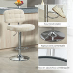 Lot de 2 tabourets de bar avec dossier, hauteur réglable et repose-pieds, cadre en acier, charge 120 Kg, beige