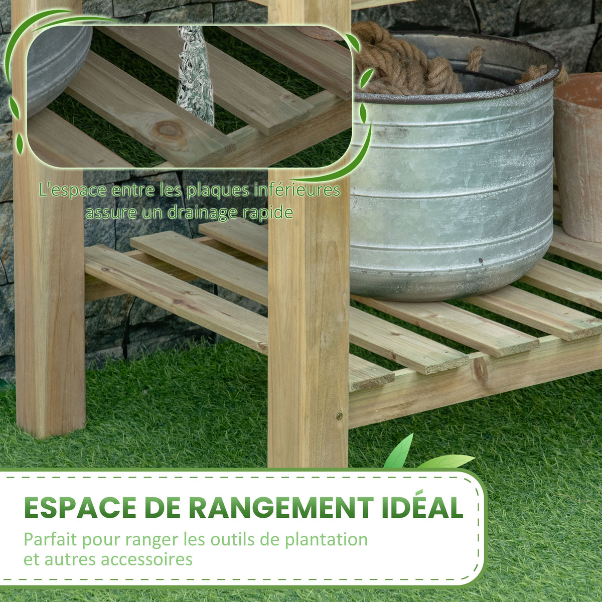 Jardinière surélevée avec Étagère de Rangement en Bois, Carré Potager sur Pied surélevé, 113 x 56 x 84 cm, vert