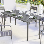 Table de jardin pour 6 personnes, 165 x 80 cm, table à manger extérieure rectangulaire avec plateau à lattes en métal
