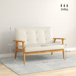 Canapé 2 places 115 cm canapé scandinave avec dossier capitonné, assise rembourrée et accoudoirs, beige