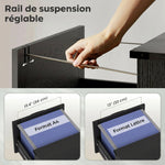 Cajonera de Oficina con 2 Cajones, Archivos Colgantes para Formatos Carta/A4, Estilo Rústico, 40x40x71cm, Negro