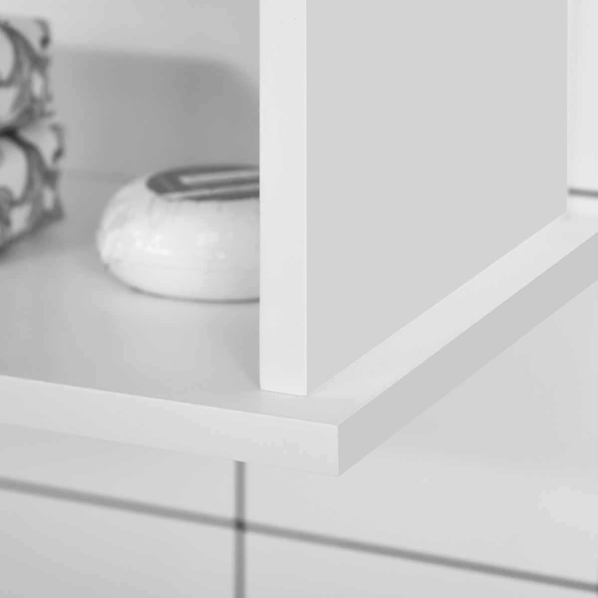 Wandschrank, Badezimmermöbel mit verstellbarem Einlegeboden, Doppeltür und offenem Fach, 60 x 20 x 70 cm, weiß