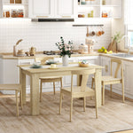 Table de salle à manger pour 6 personnes en bois aspect naturel et blanc, dim. 140L x 90l x 75H cm