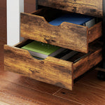 Caisson bureau mobile, meuble rangement sur roulettes avec 5 tiroirs, bois, 40 x 40 x 67 cm, marron