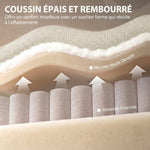Canapé Convertible 2 Places 3 en 1, Canapé-Lit Clic Clac en Chenille 142 cm, Dossier Réglable, 2 Oreillers, Beige-5