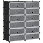 Armoire meuble à chaussures modulable 94L x 37l x 108H cm 12 cubes rectangulaires capacité 24 paires de chaussures