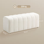 Banc bout de lit, banquette rembourrée, style moderne, ottoman en tissu aspect lin, 110 x 40 x 44 cm, crème