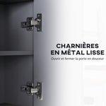 Meuble salle de bain avec miroir, armoire toilettes murale avec placards à 3 portes et 8 compartiments, gris