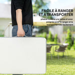 Table Pliante Table de Camping Table de Jardin Hauteur réglable Aluminium MDF Blanc