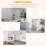 Recinto di sicurezza pieghevole e modulabile per cani, 6 pannelli con porta, altezza 100 cm, bianco
