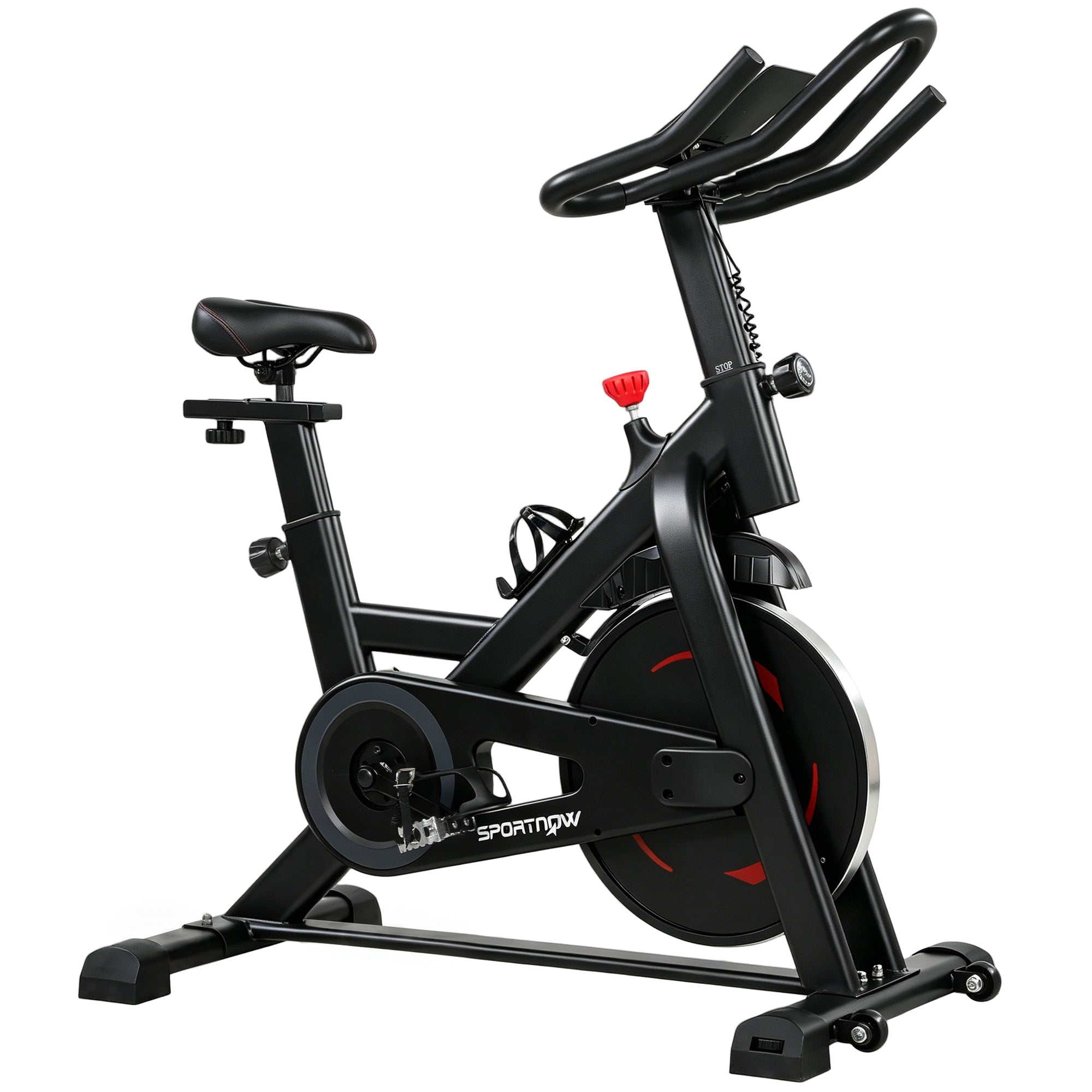 Vélo d'Appartement Silencieux avec Résistance Magnétique Réglable, APP Connectez, Écran LCD, 111,5x52,5x114,5cm, Noir