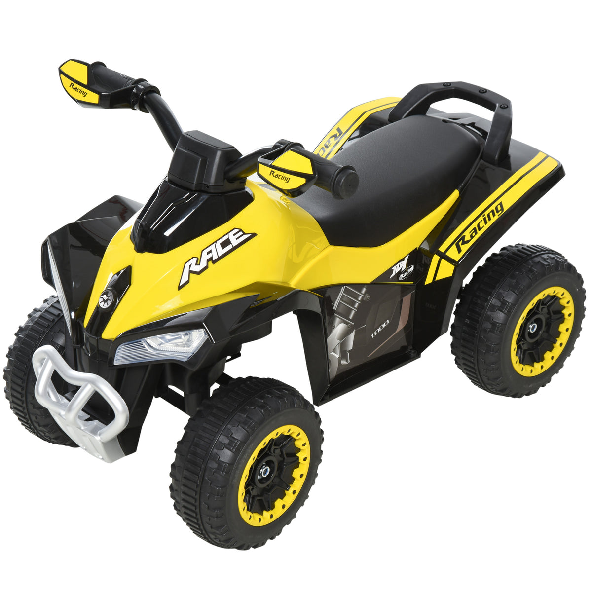 Porteur Enfants SANS Moteur Quad 18-36 Mois dim. 67L x 38l x 44H cm Effets Lumineux et sonores Jaune Noir PAS ÉLECTRIQUE