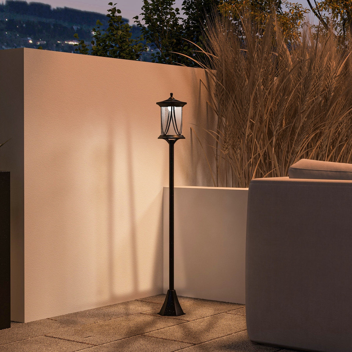 Lampadaire solaire extérieur lampadaire de jardin LED avec interrupteur marche/arrêt 17 x 17 x 127 cm noir