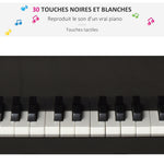 Piano à queue enfant en bois Piano enfant clavier de piano 30 touches - tabouret et pupitre inlus - Instrument de Musique - MDF noir