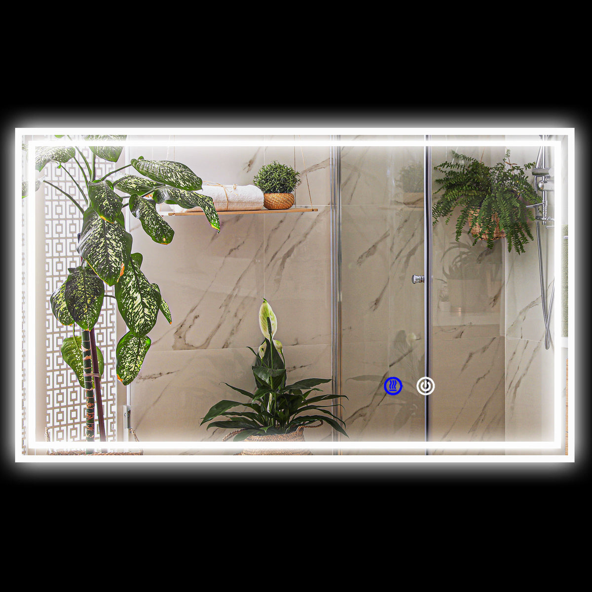 Miroir de salle de bain rectangulaire mural lumineux LED horizontal ou vertical, 100 x 60 cm