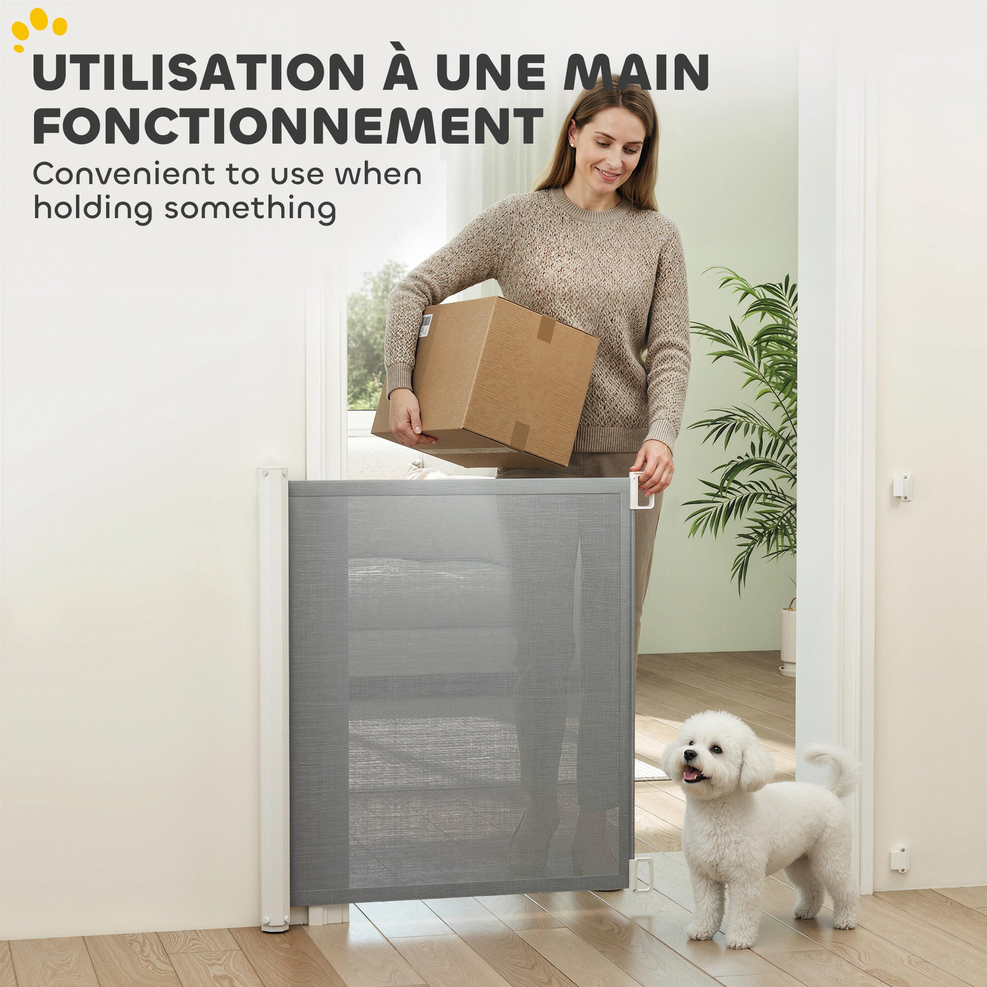 Barrière de sécurité barrière animaux rétractable automatique 1,15L x 0,83H m teslin métal gris