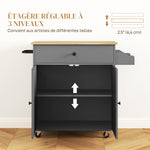 Desserte de cuisine sur roulettes, Îlot central cuisine tiroir étagère réglable support à épices et porte-serviette gris