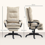 Fauteuil de bureau massant avec hauteur réglable, dossier inclinable, repose-pied intégré et télécommande filaire beige