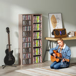 Rangements pour CD et DVD 9 compartiments et 6 étagères réglables capacité max. 260 CD/120 DVD 33 x 24 x 140 cm bois naturel