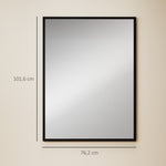 Miroir mural rectangulaire 76 x 101 cm, cadre en bois noir, idéal pour la salle de bain, salon ou chambre
