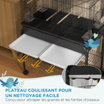 Grand cage oiseaux cage perroquet avec support roulettes pour cacatoès perruche canaris perroquet 85 x 49 x 119 cm noir