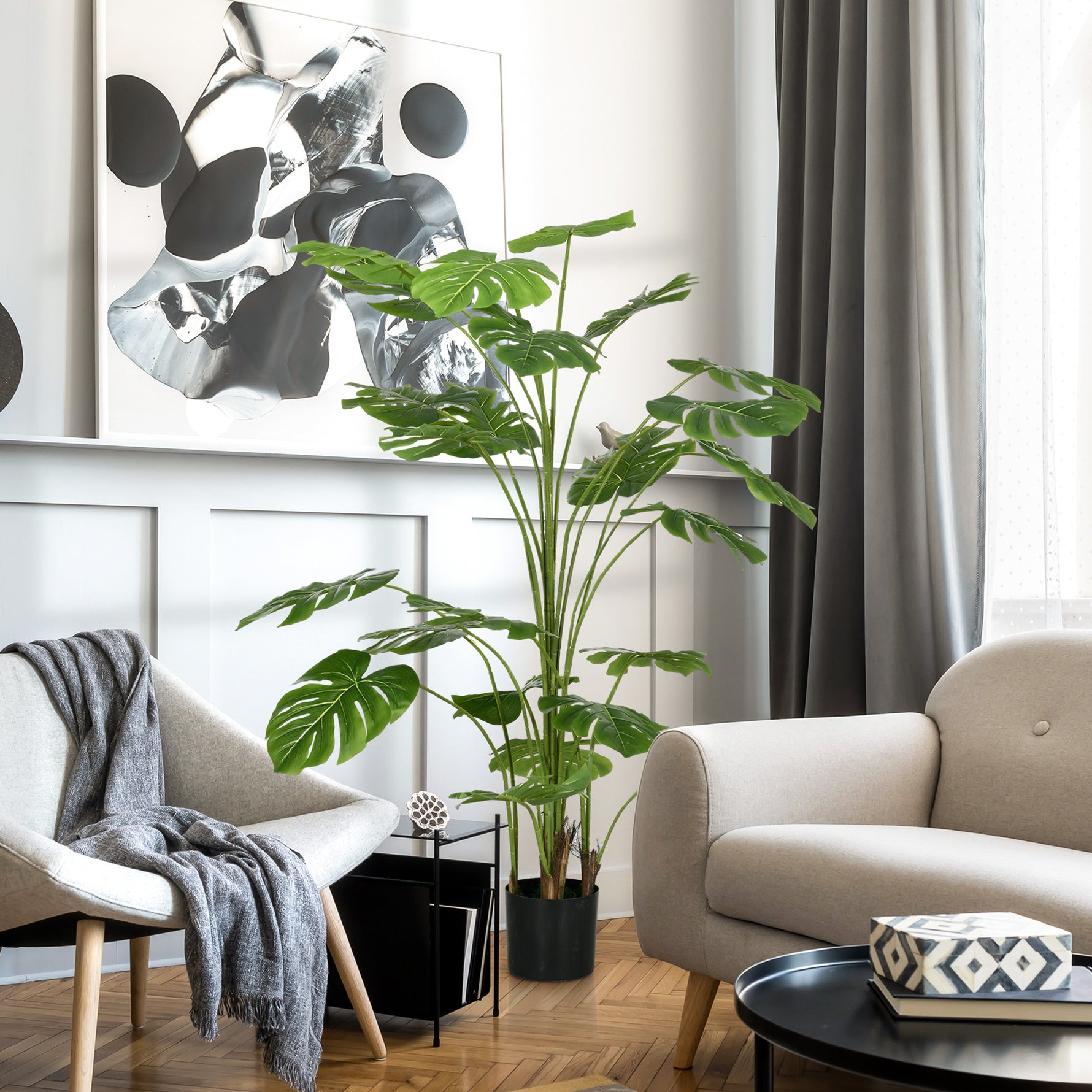 Plante artificielle arbre artificiel monstera deliciosa avec pot inclus hauteur 180 cm intérieure vert