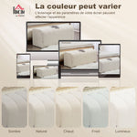 Banc bout de lit, banquette rembourrée, style moderne, ottoman en tissu aspect lin, 110 x 40 x 44 cm, crème