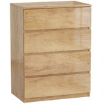 Commode 4 tiroirs meuble de rangement sans poignées design minimaliste 60 x 40 x 80 cm naturel