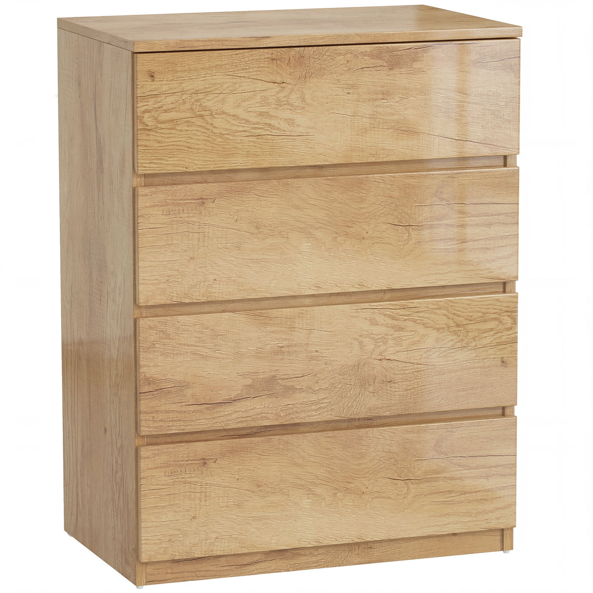 Commode 4 tiroirs meuble de rangement sans poignées design minimaliste 60 x 40 x 80 cm naturel