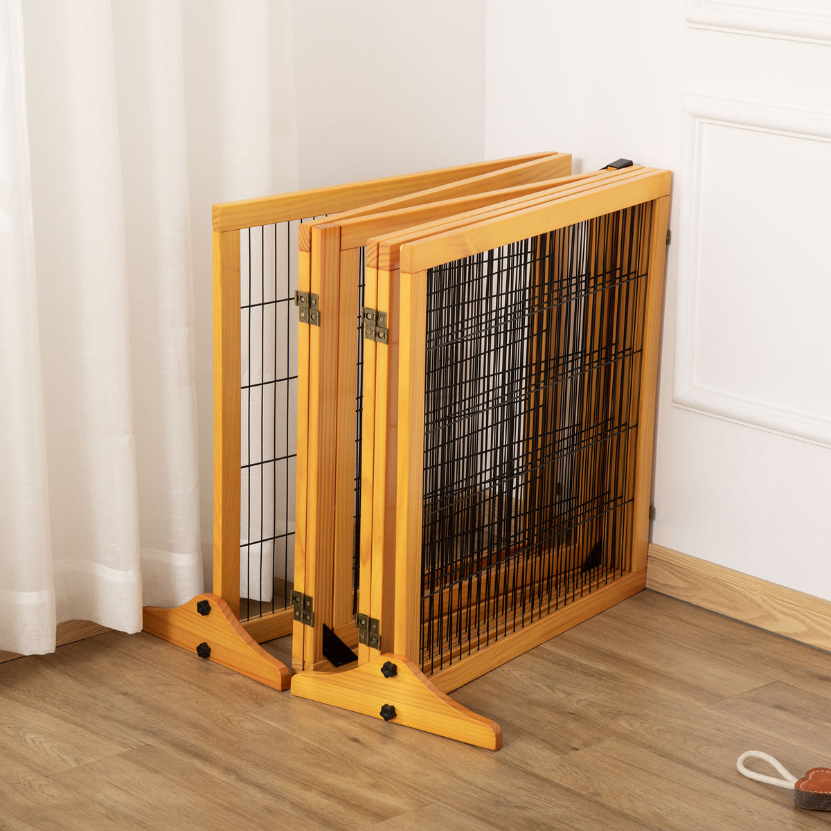 Barrière de sécurité pour chien barrière pliable à 6 panneaux avec pieds amovibles 432 x 36 x 70 cm jaune