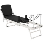 Máquina Reformer de Pilates Plegable Sistema Híbrido 4 Resortes & 5 Cuerdas Silencioso Acero 195 x 56 x 88 cm Blanco