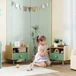 Lot de 2 tables de chevet enfant, tables de nuit enfant avec tiroir et niche, pour chambre d'enfant, 40x32,5x40cm, vert