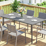 Table de jardin pour 6 personnes, 165 x 80 cm, table à manger extérieure rectangulaire avec plateau à lattes en métal