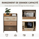 Meuble de Rangement chiffonnier 4 tiroirs en Tissu 58 x 29 x 78,5 cm multicolore