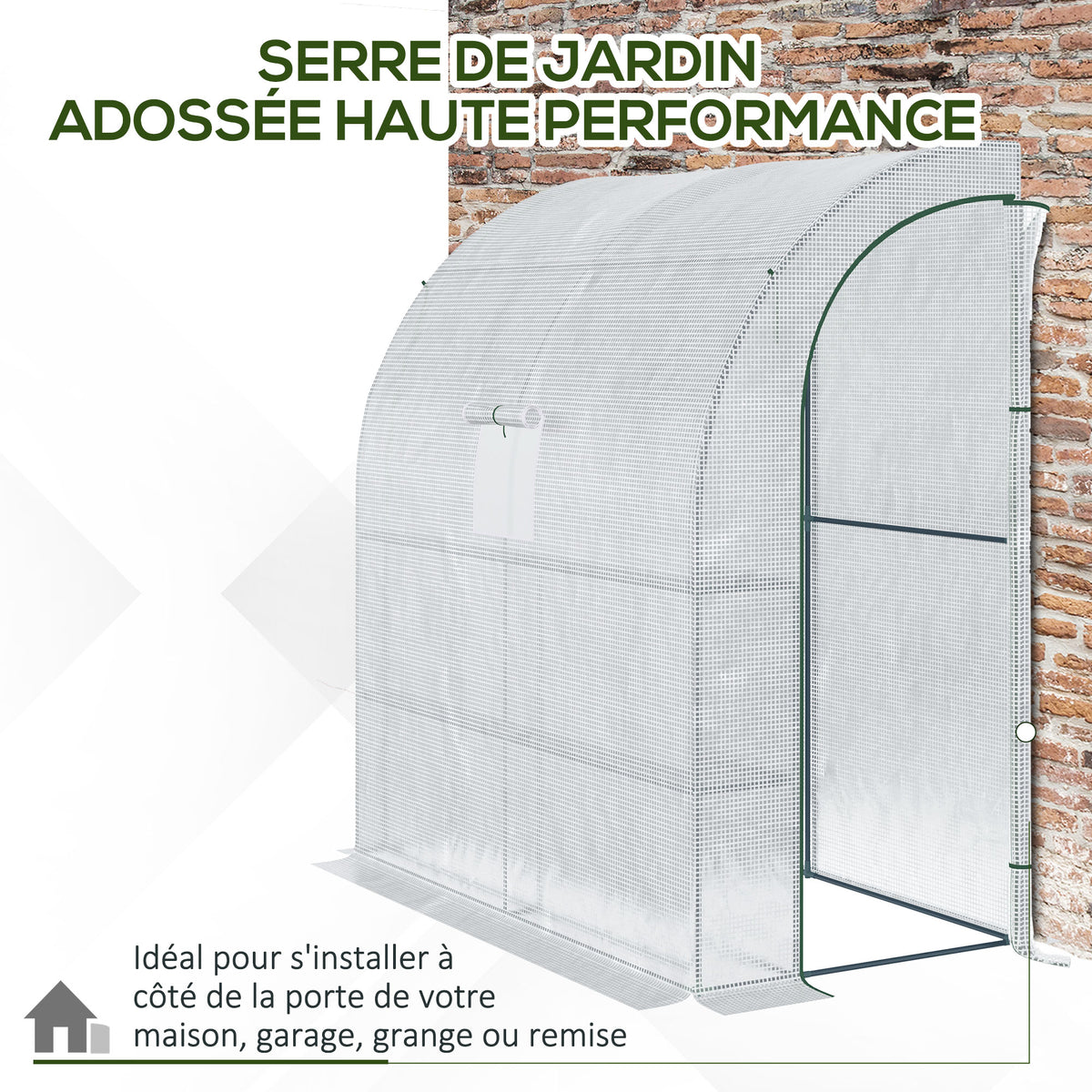 Serre de jardin PE avec étagères 3 niveaux, serre de balcon, bâche renforcée 140 g/m², châssis en acier blanc