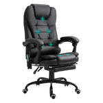 Fauteuil de Bureau Massant 7 Points, Chaise de Bureau Ergonomique avec Repose-pieds Rétractable, Dossier Inclinable 155°, Hauteur Réglable, Pivotant à 360°, télécommande Filaire, Noir