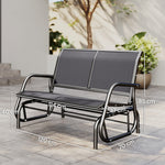 Banc à Bascule de Jardin 2 Places Design Contemporain Grand Confort accoudoirs Assise, Dossier Ergonomique Acier textilène Gris
