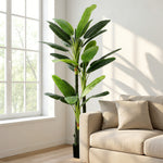 Plante Artificielle Bananier 180 cm, 18 Feuilles Réalistes, Pot, Entretien Facile, pour Maison Bureau, Vert
