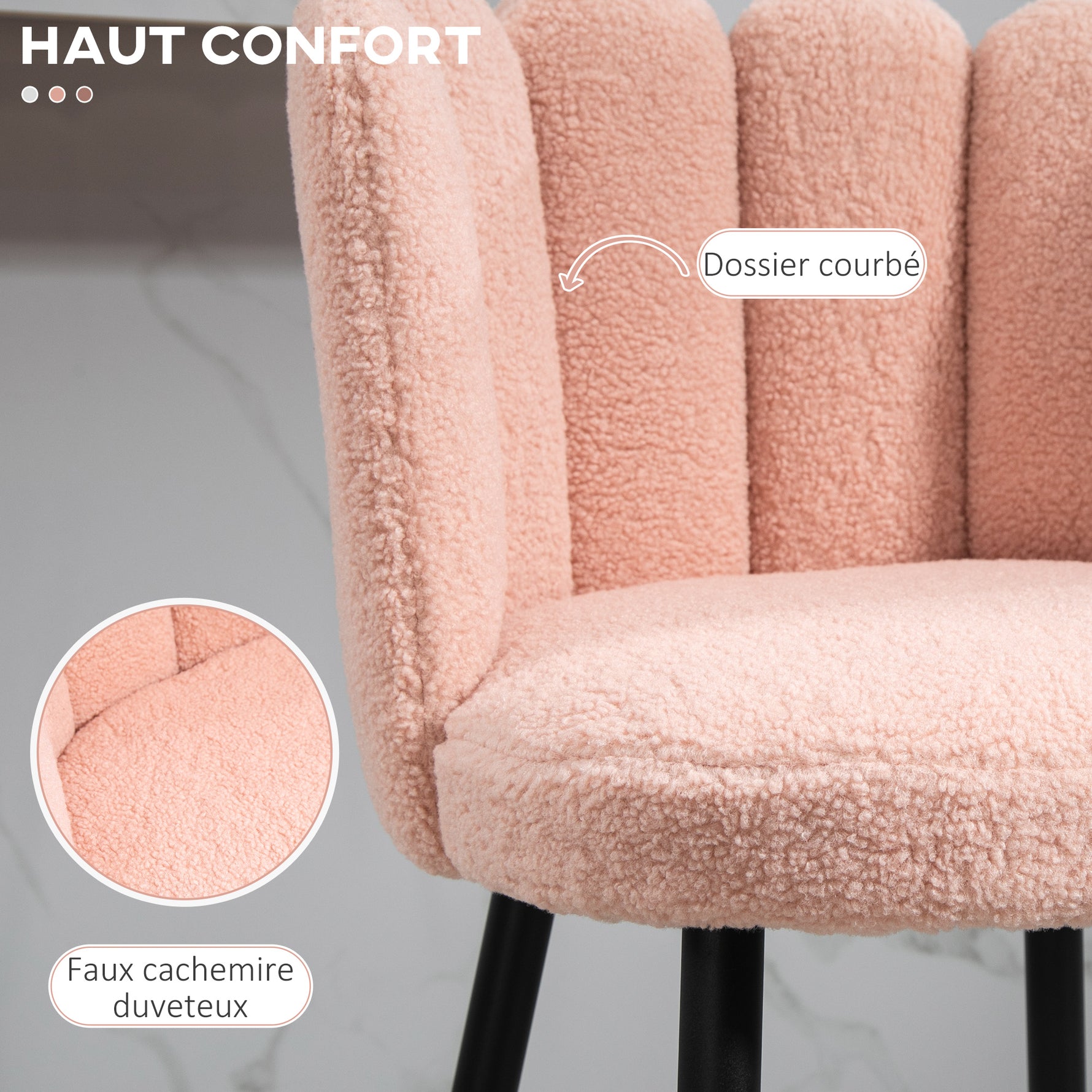 Lot de 2 tabourets de bar, chaises de bar avec dossier et repose-pieds, pieds en acier, 52 x 53 x 93 cm, rose