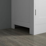 Buffet de cuisine armoire multi-rangements 2 placards, portes en verre, 4 étagères en bois blanc